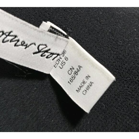 & Other Stories Dress Womens 6 Small Black Mini Skater Button V Plested Quarter - Picture 4 of 14